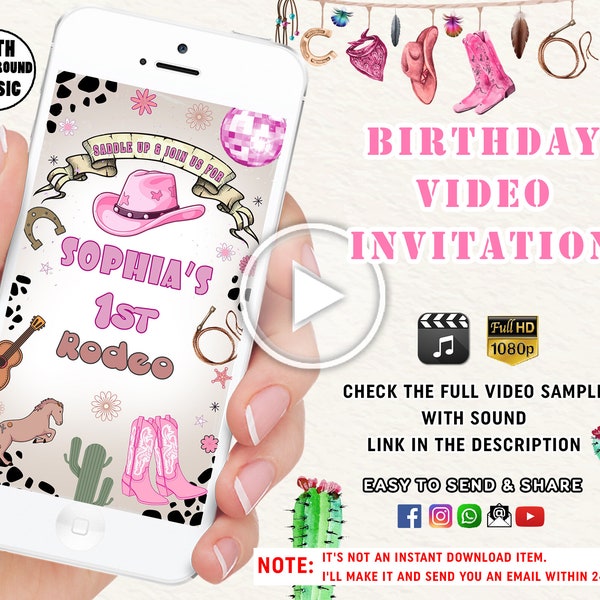 Rodeo Birthday Invitation Girl Pink Western Birthday Invitation Cowgirl Rodeo 1st Birthday Pink 1st Rodeo Birthday Invite Our Little Cowgirl