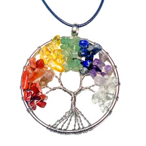 Crystal Tree of Life Necklace, Handmade Crystal Tree Jewelry, Chakra Necklace