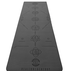 Eco-Friendly Yoga Mat, 6mm Organic Exercise Mat with Strap | Pilates, Meditation, Fitness, water-resistant, non-toxic Black Charkas