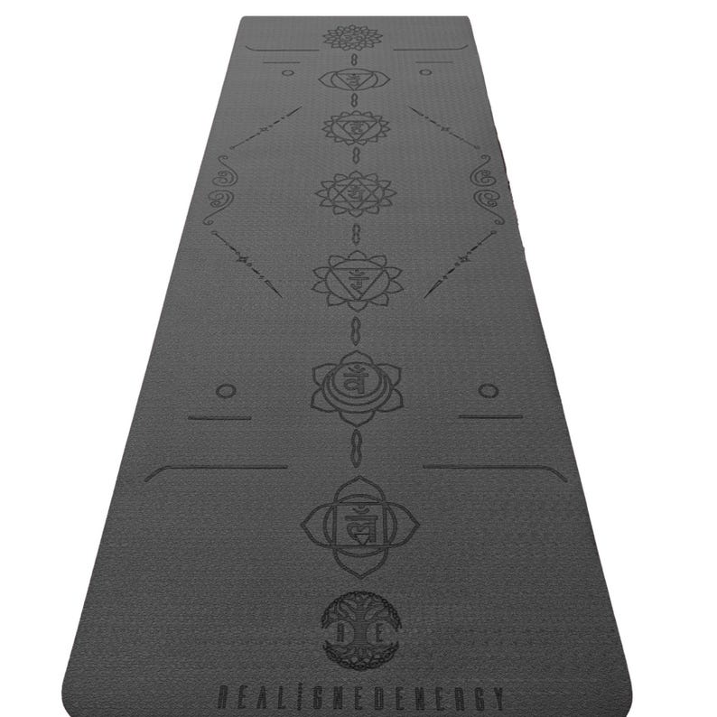 Eco-Friendly Yoga Mat, 6mm Organic Exercise Mat with Strap | Pilates, Meditation, Fitness, water-resistant, non-toxic Black Charkas