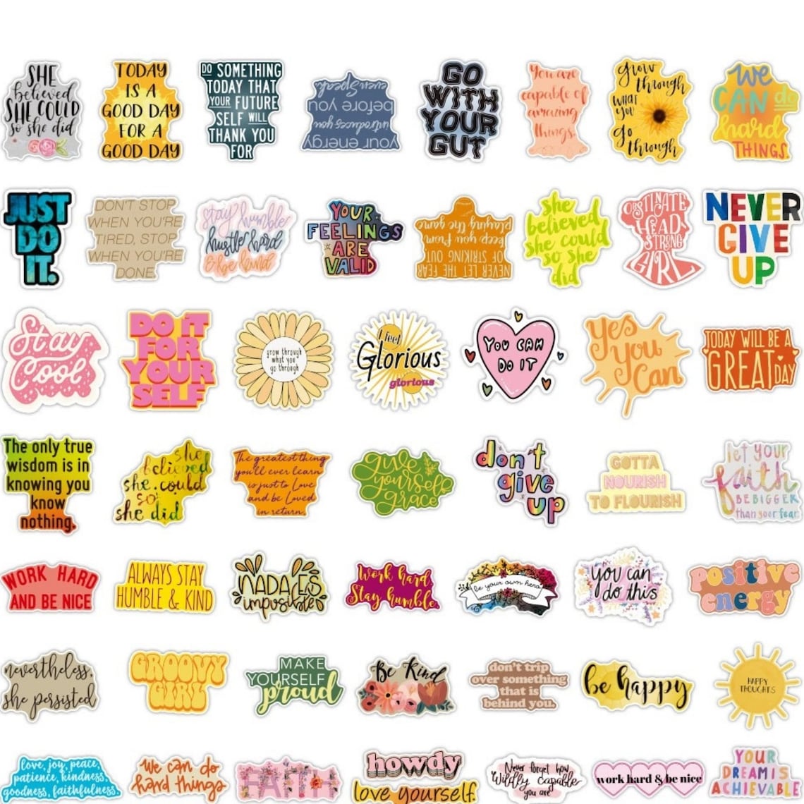 50 Positive Affirmations Inspirational Sticker Bomb Etsy