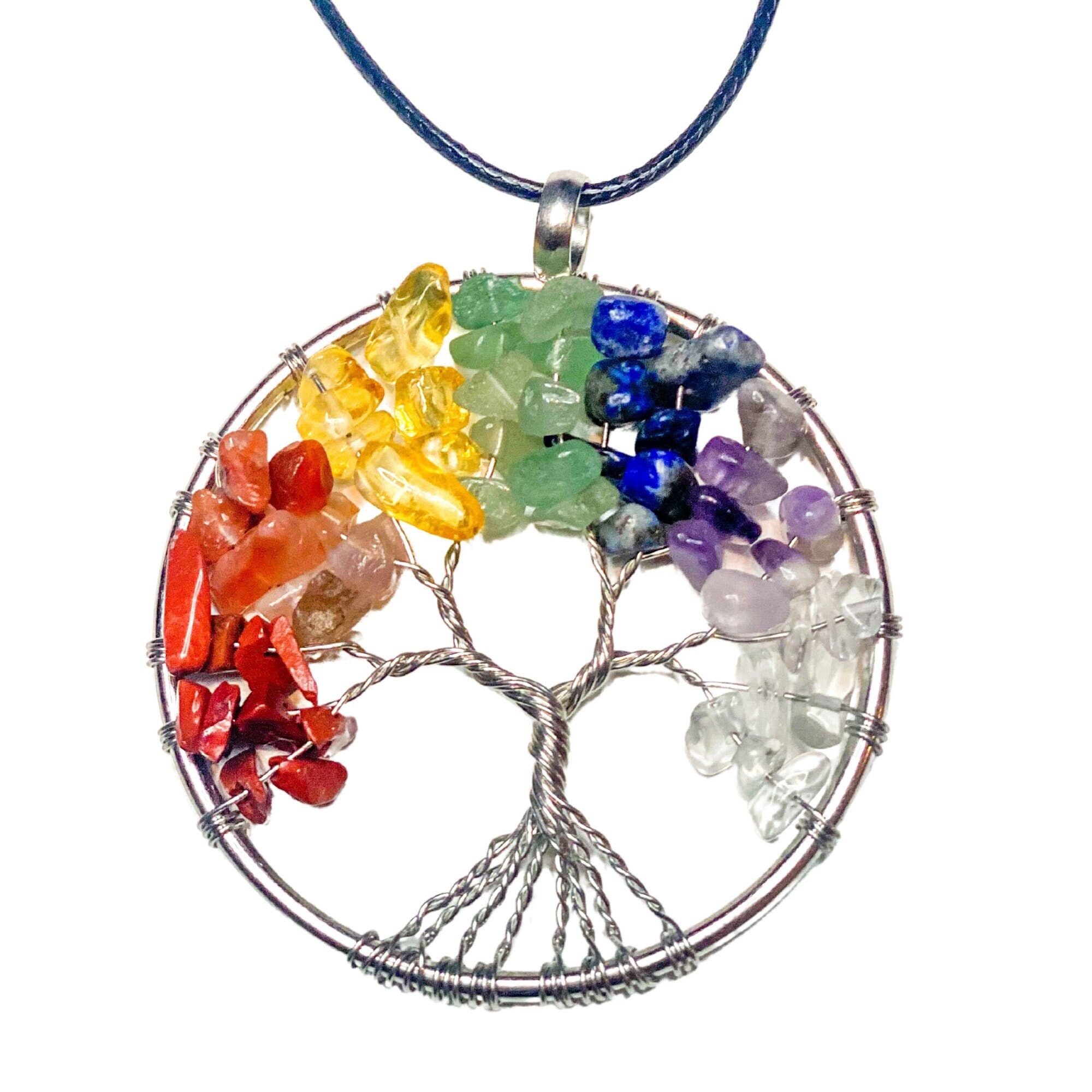 7 Chakra Tree Of Life Necklace - Earth Healing Stones