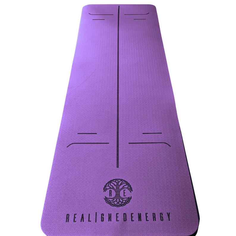Eco-Friendly Yoga Mat, 6mm Organic Exercise Mat with Strap | Pilates, Meditation, Fitness, water-resistant, non-toxic Purple Mat No Design