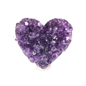 Natural Amethyst Crystal Heart - Raw Heart Shaped Amethyst Druzy Cluster, 1.5-2 inch, AAA Grade, Gift for her, birthday, anniversary, home