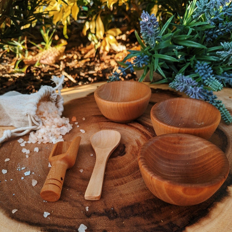 Wooden Potion Play Set Wooden Bowls and Spoons All Natural Etsy