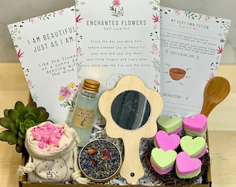 Self Love Potion Kit Enchanted Flowers  - Birthday Gift for Kids  - Biodegradable non-toxic - STEM activity - Friends Gift - Mindful Play