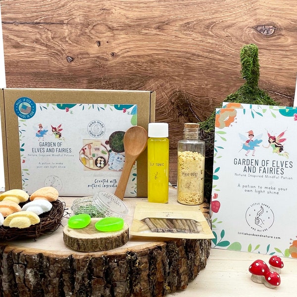 Garden of Elves and Fairies Potion Play Kit - Mindful Kit for Children with Affirmations - Birthday Gift - Fairy Gift - Kindergarten Gift