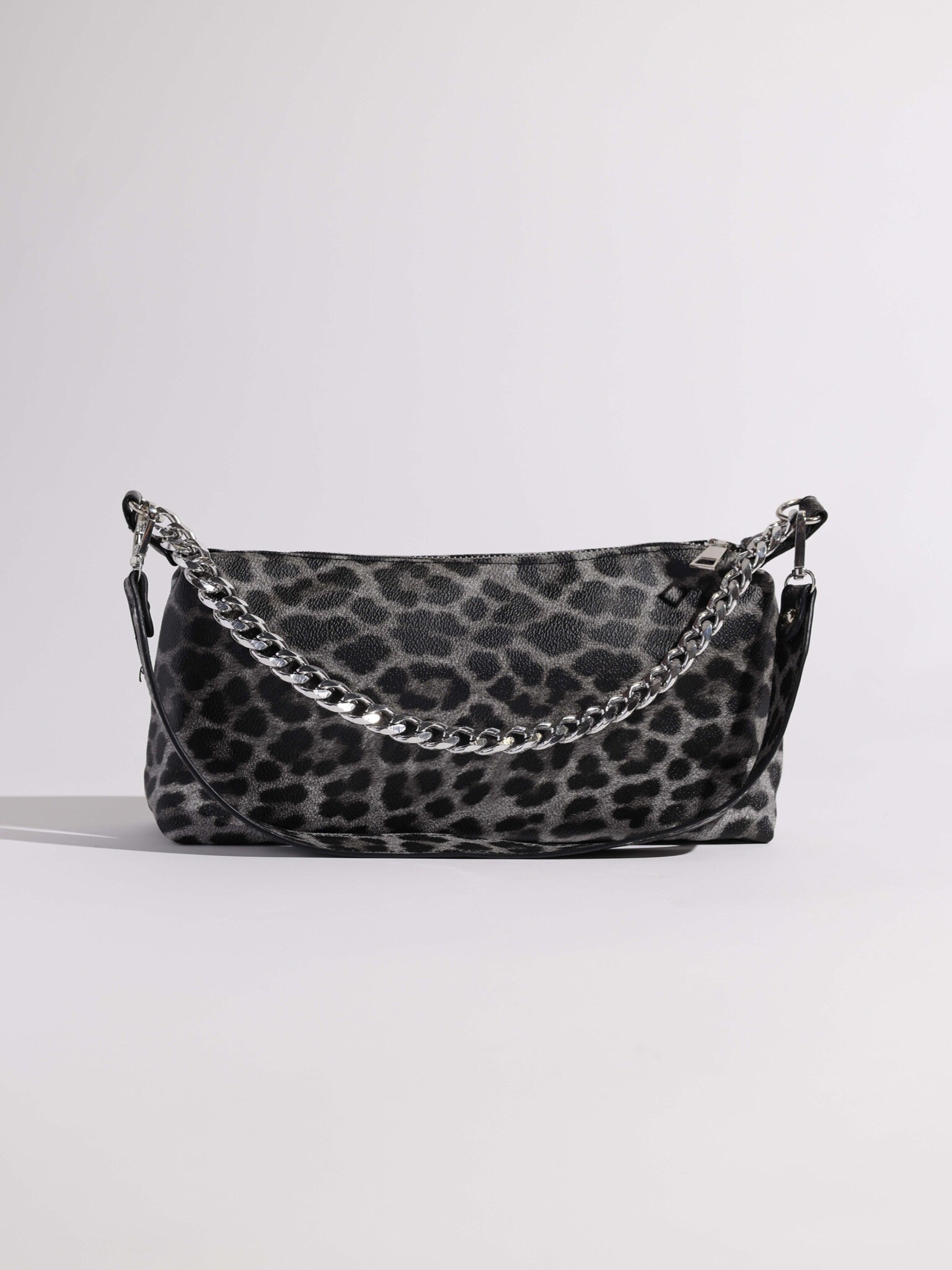 ショルダーバッグ・ポシェット Leopard Hopi In-Pocket Shoulder Bag Ash Grey HOXIS Leopard 90s Women Shoulder Bag Glossy Vegan Leather