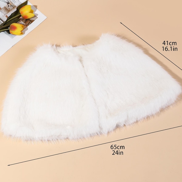 Faux Fur Cape Shawl | Elegant Evening Wrap for Women | Wedding Bolero Shrug | Winter Party Shoulder Cover | Multiple Colors
