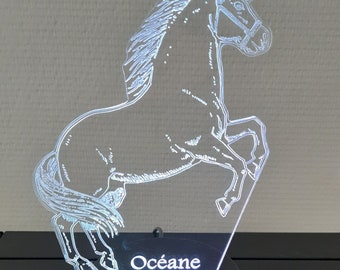 Lampe de table veilleuse Cheval personnalisée, illusion 3D.