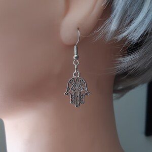 Boucles D'oreilles En Argent Massif 925 - Motif Main De Fatima (Hamsa) - Neuf Avec étiquettes