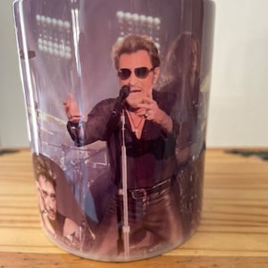 Personalized Johnny Hallyday ceramic mug 330cl.