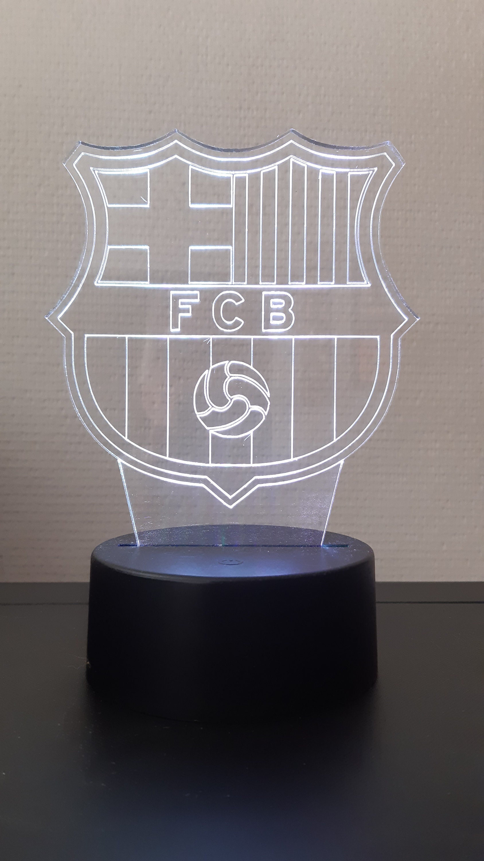Table lamp FC Barcelona personalized night light, 3D illusion.