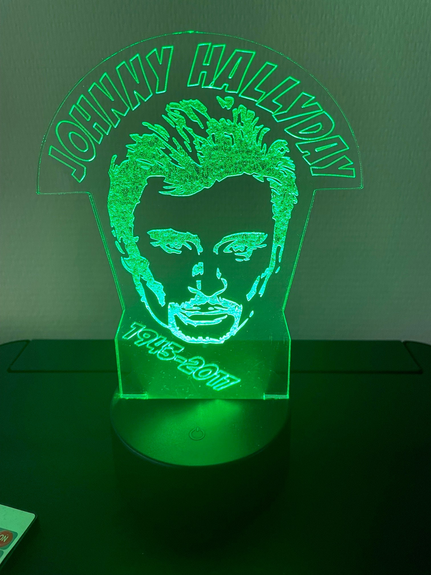 Lampe LED Décorative à L'effigie De Johnny Hallyday - Style Noir Art Déco - Neuf