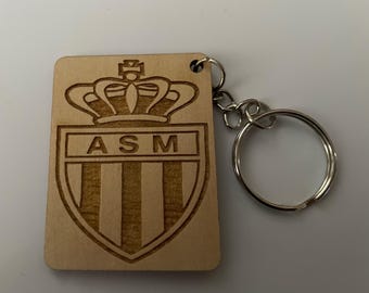 Brelok do kluczy AS Monaco z grawerowanym tyłem bez drewna lipowego