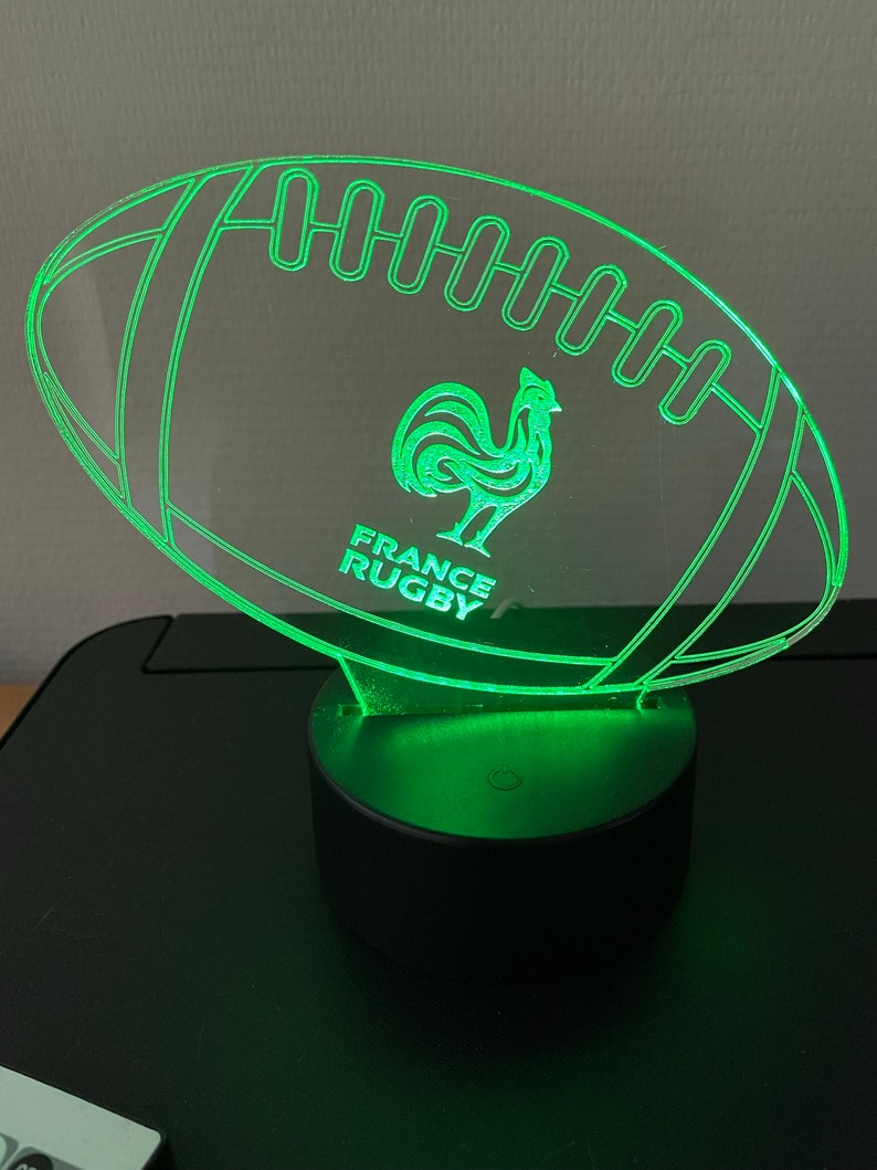 Lampe de table veilleuse France Rugby personnalisée, illusion 3D. image 2