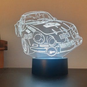 Lampada da tavolo berlinette alpina, luce notturna personalizzata, illusione 3D.