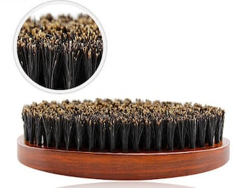 Brosse à barbe en Bambou antistatique en poils de sanglier pour homme, personnalisée.