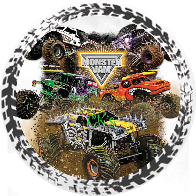 Monster Trucks Monster Jam Theme Edible Image Cake Topper Etsy