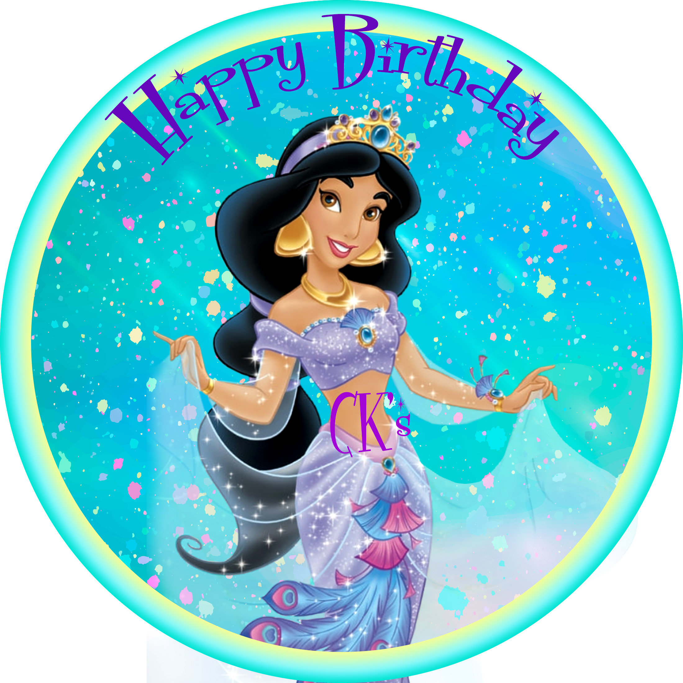 Princess Jasmine Theme Edible Image Cake Topper Etsy