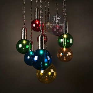Contemporary Murano Glass Colourful Pendant Chandelier