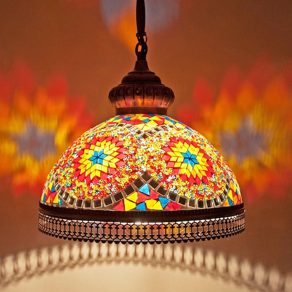 Turkish/Moroccan Mosaic Hanging Boho Pendant Lamp Shade