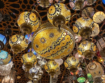Turkish/Moroccan Mosaic Chandelier | Unique Home Decor | Ceiling Light