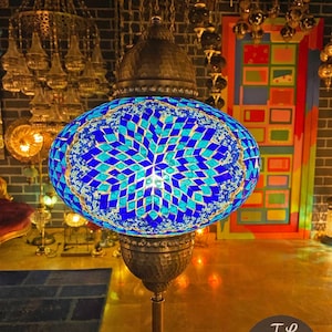 Boho Turkish Mosaic Stained Glass Standing Floor Lamp