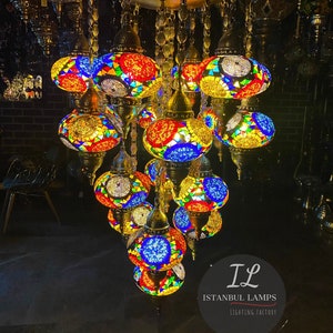19 Pendant Turkish\Moroccan Mosaic Chandelier Lighting Fixture