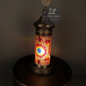 Oriental Cylinder Turkish Mosaic Table Lamp