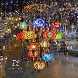 Turkish/Moroccan Stained Glass Mosaic Chandelier Lamp