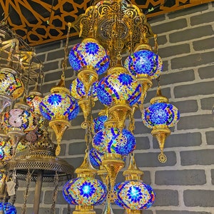 Bohemian Turkish/Moroccan Mosaic Chandelier Lamp | Kitchen Dining Room Decor