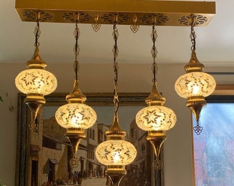 Rectangle Turkishmoroccan Mosaic Beaded Chandelier Lamp Etsy