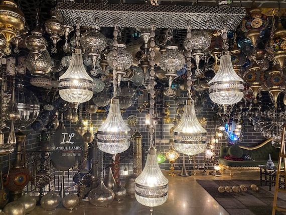 Turkish\Moroccan Blown Glass Pendant Chandelier Lighting | Kitchen Island Lamp