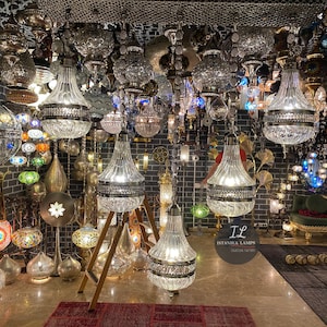 Turkish\Moroccan Blown Glass Pendant Chandelier Lighting | Kitchen Island Lamp image 3