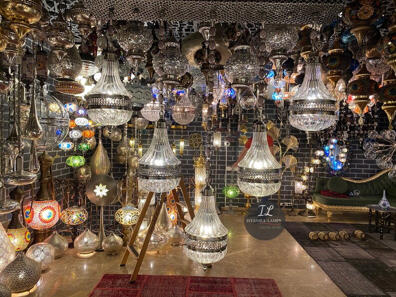Turkish\Moroccan Blown Glass Pendant Chandelier Lighting | Kitchen Island Lamp image 3