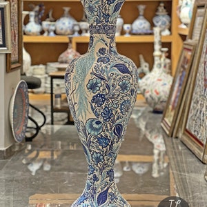 Handmade Tall Large Turkish Ceramic Floor Vase | Bohemian Eclectic Decor