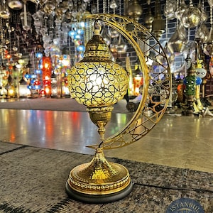 Mystical Moonlight Elegance: Halfmoon Ottoman Table Lamp - Turkish & Moroccan Inspired