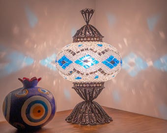 Turkish Mosaic Desk Lamp – Filigree Bohemian Bedside Night Light