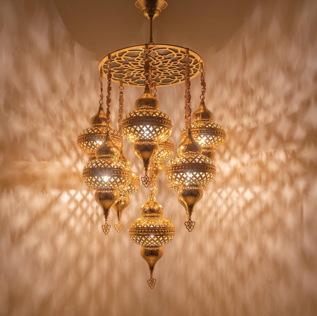 Handmade Gold Geometric Chandelier - ...