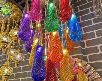 Murano Turkish/Moroccan Glass Bubble Boho Chandelier