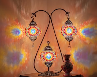 Handmade Turkish Mosaic Lamp – Bohemian Stained Glass Desk Light