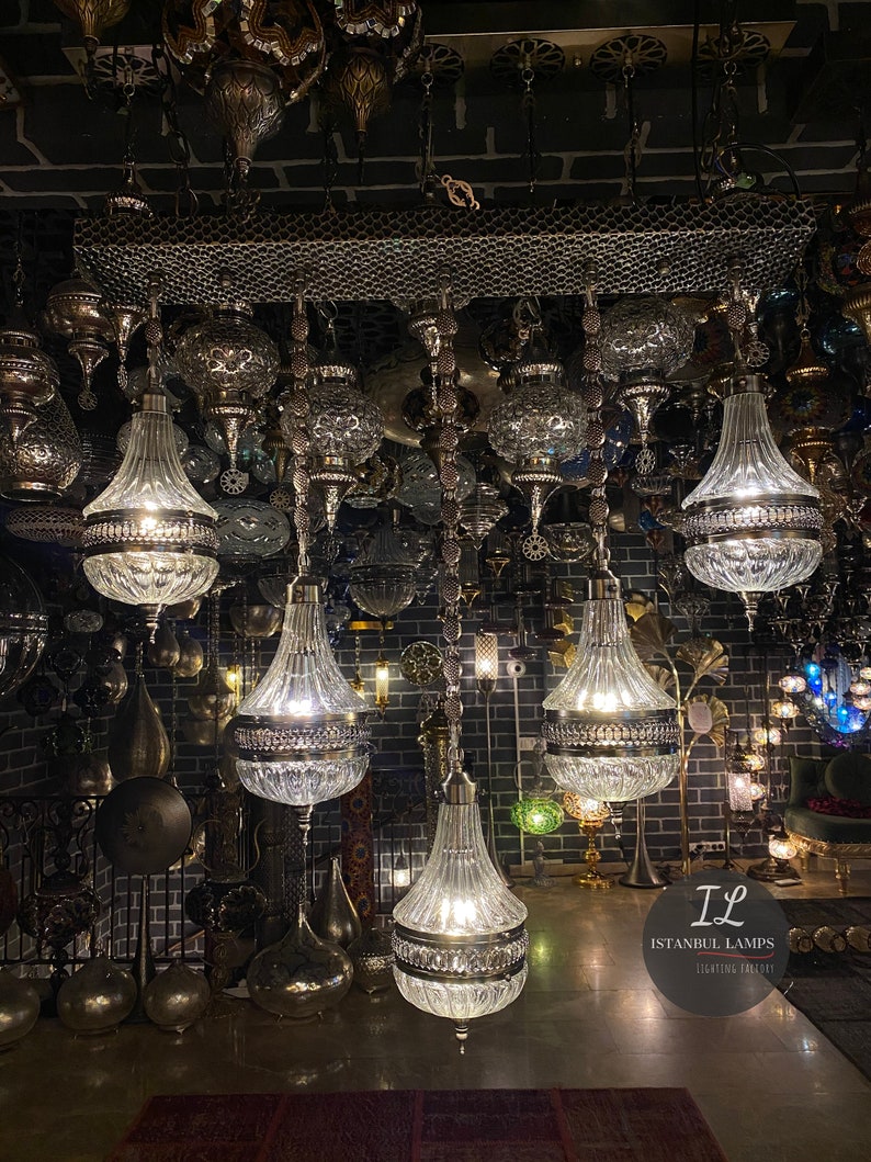 Turkish\Moroccan Blown Glass Pendant Chandelier Lighting | Kitchen Island Lamp image 2