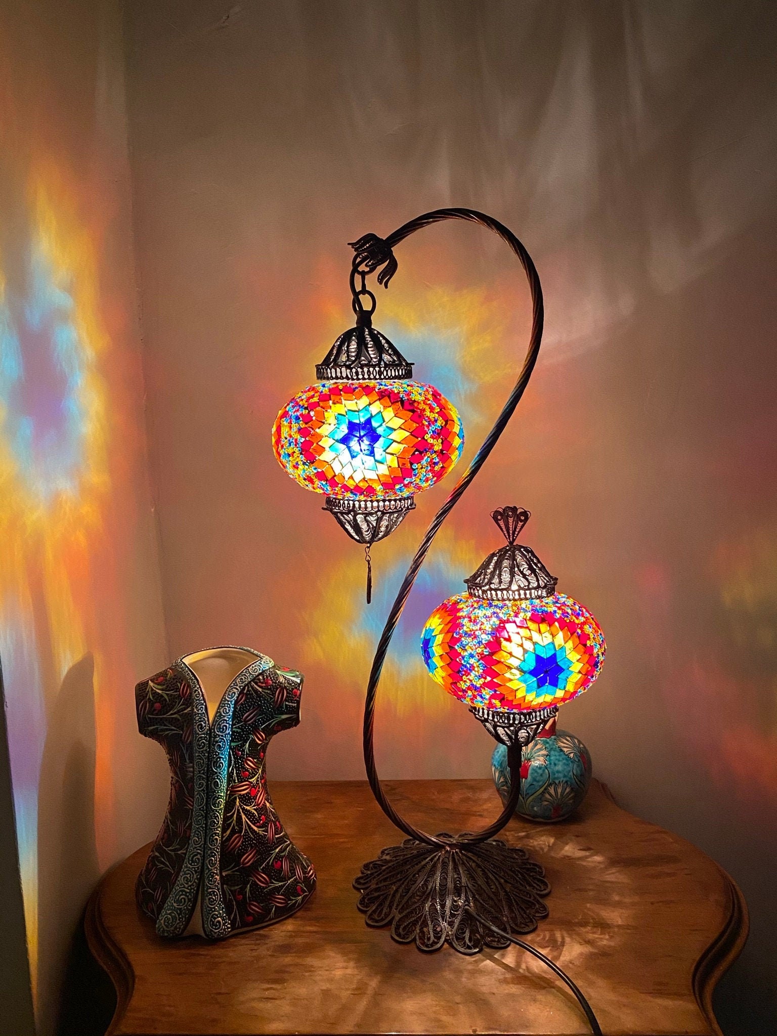 Turkish/moroccan Bedside Filigree Table Lamp | - Etsy