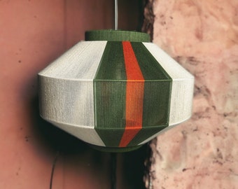 Handwoven Green Yarn Ceiling Pendant, Large suspension Abat jour, Modern Thread retro lamp, Macrame Woven fiber Geometric Floor Lampshade