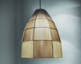 Handwoven Thread Lampshade, Yarn Light Pendant, Home & Living Lighting , Large Belle suspension shade, Bohemian Ceiling Light 18.9&quot; high