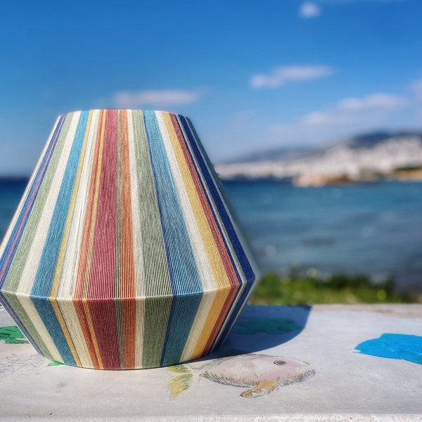 Handgewebter Garn Anhänger Lampenschirm, Große Aufhängung Abat jour, Multicolor Garn gewickelt Schirm, String Lampe 16,5 zoll breit, Home Deco Light