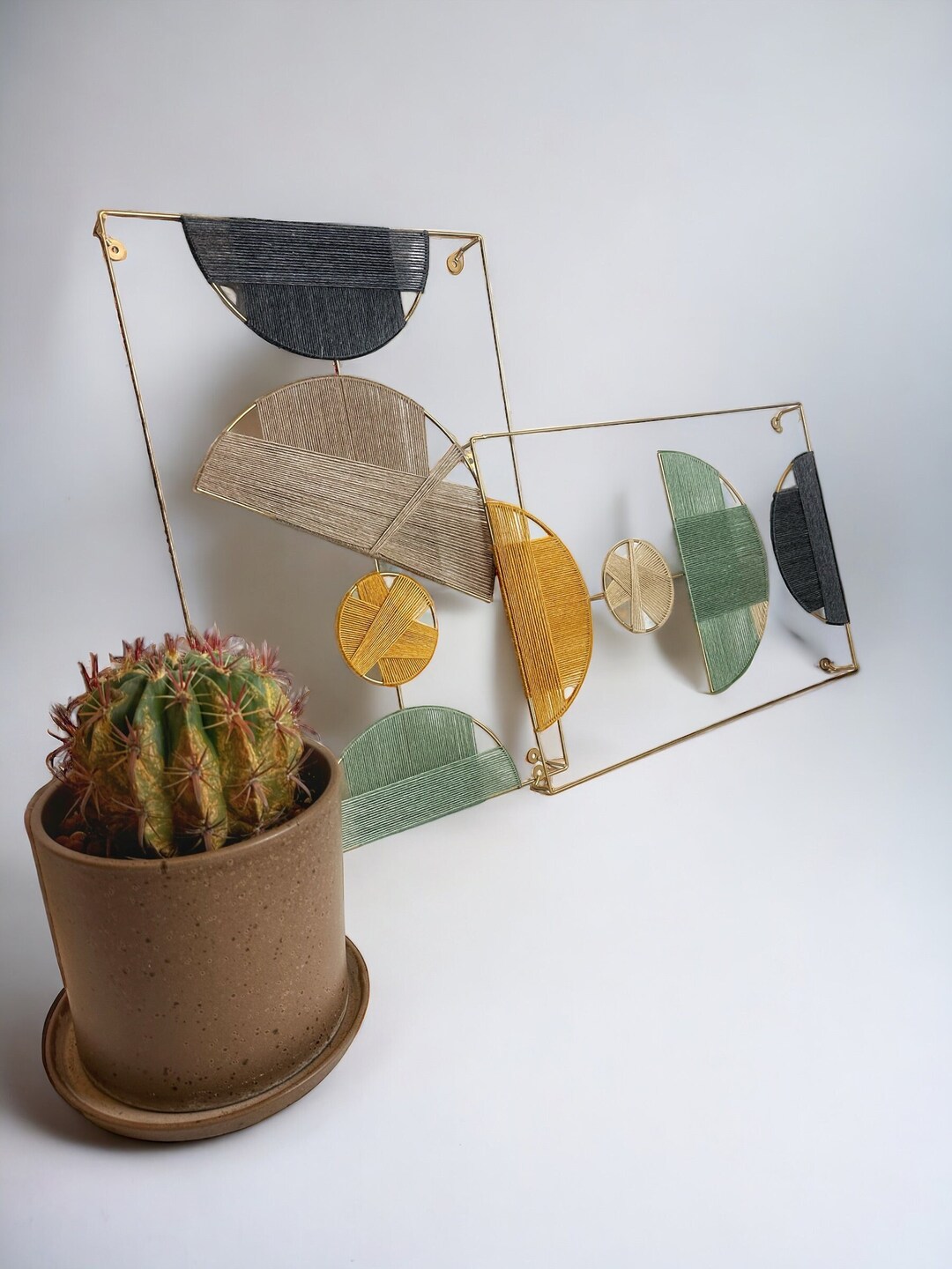 Photo inspiration: Fresh Look at Geometric Metal Fiber Art Mid Century Modern Wool Wall Hanging