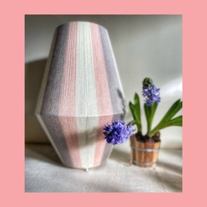 Pastel Yarn Table Lamp, Woven light shade, Retro string lamp shade, Floor Lamp, Abat jour, Hand wrapped  bohemian lampshade Geometric style