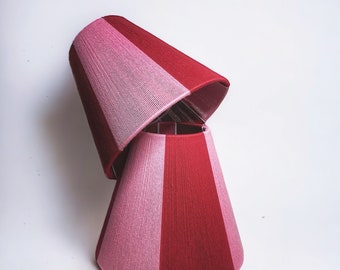 Handwoven Yarn Lampshades: Burgundy & Pink Angled Table Lamp Set